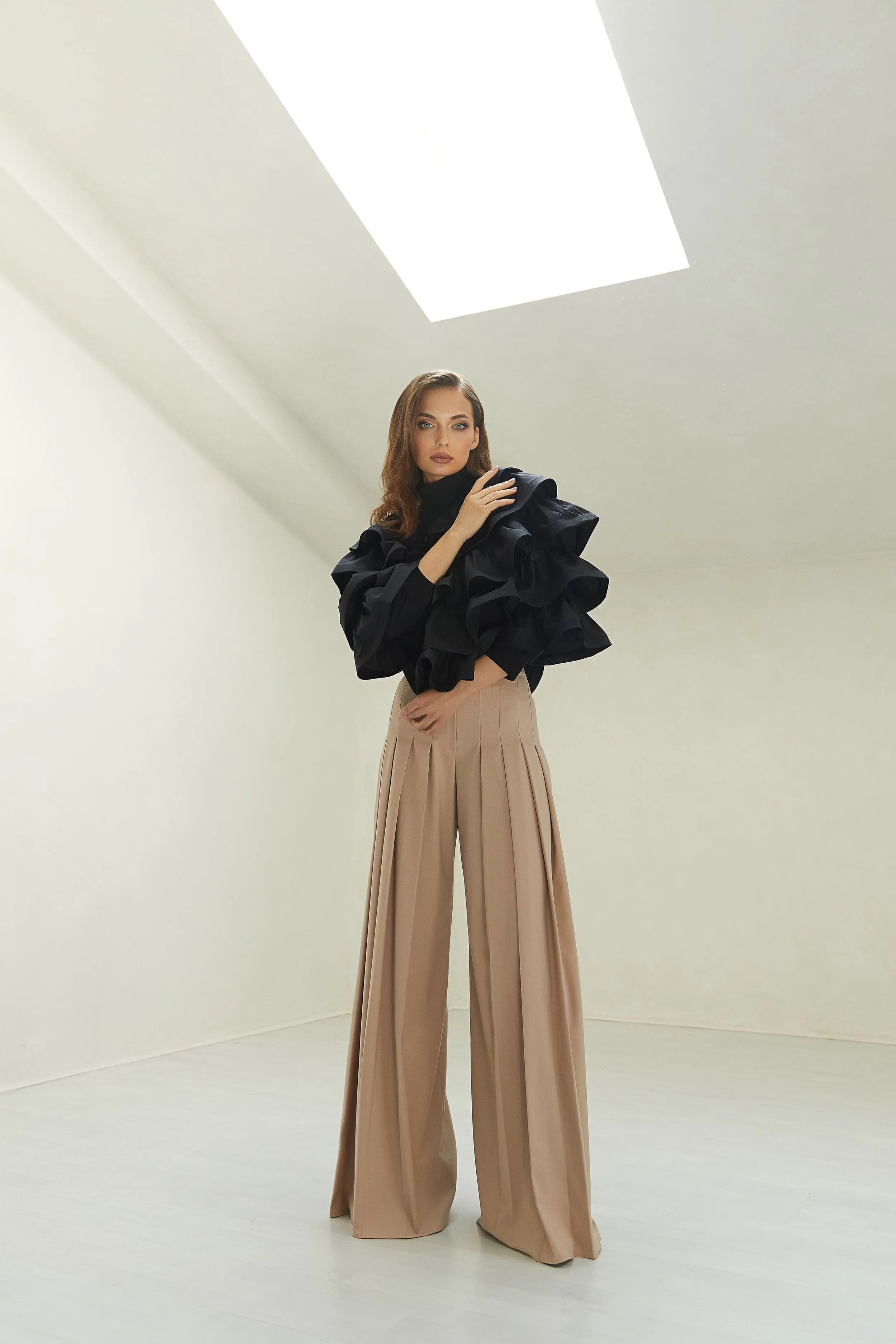 Pleated wide - leg pants image