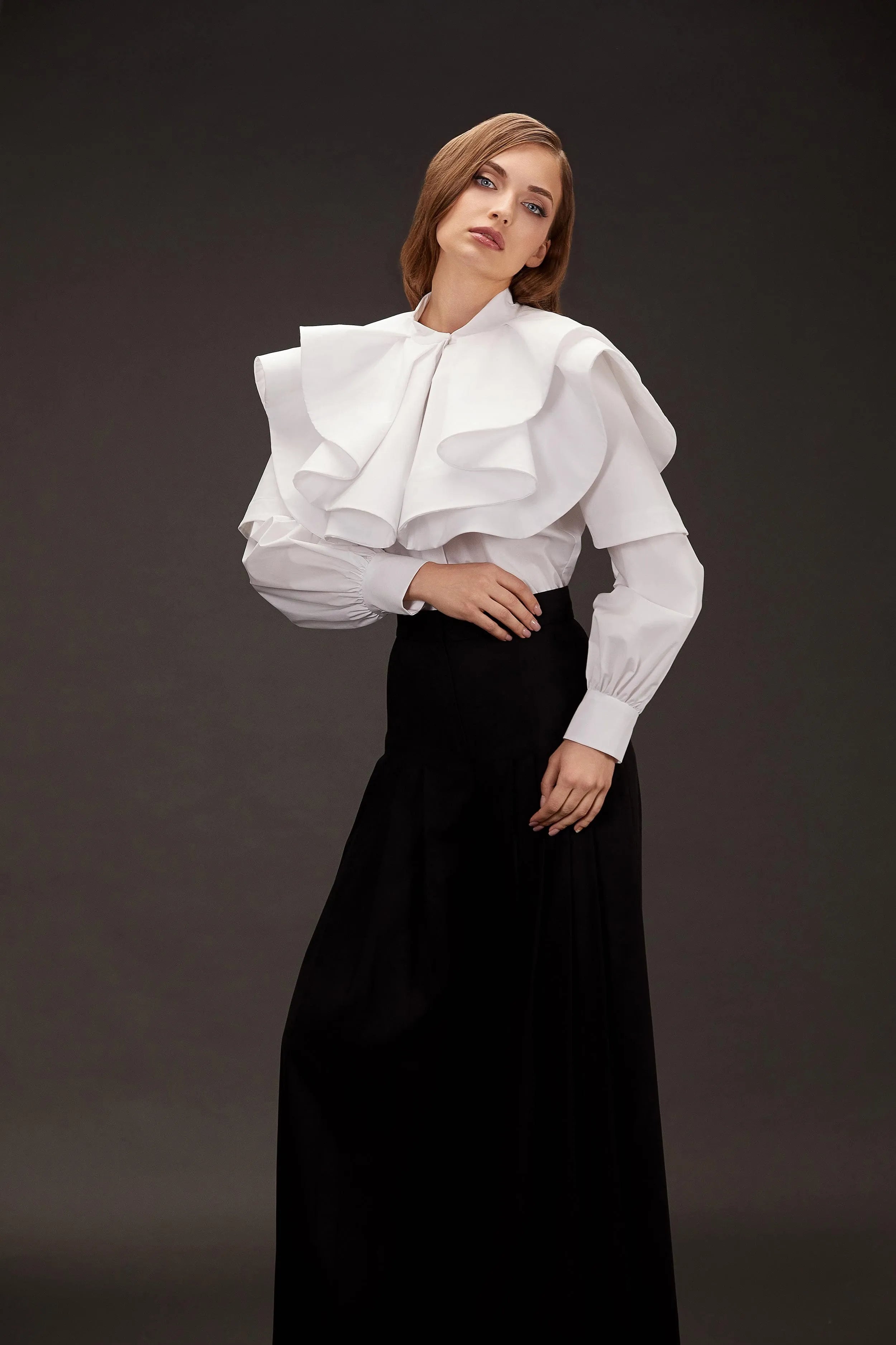 Ruffled collar shirt image