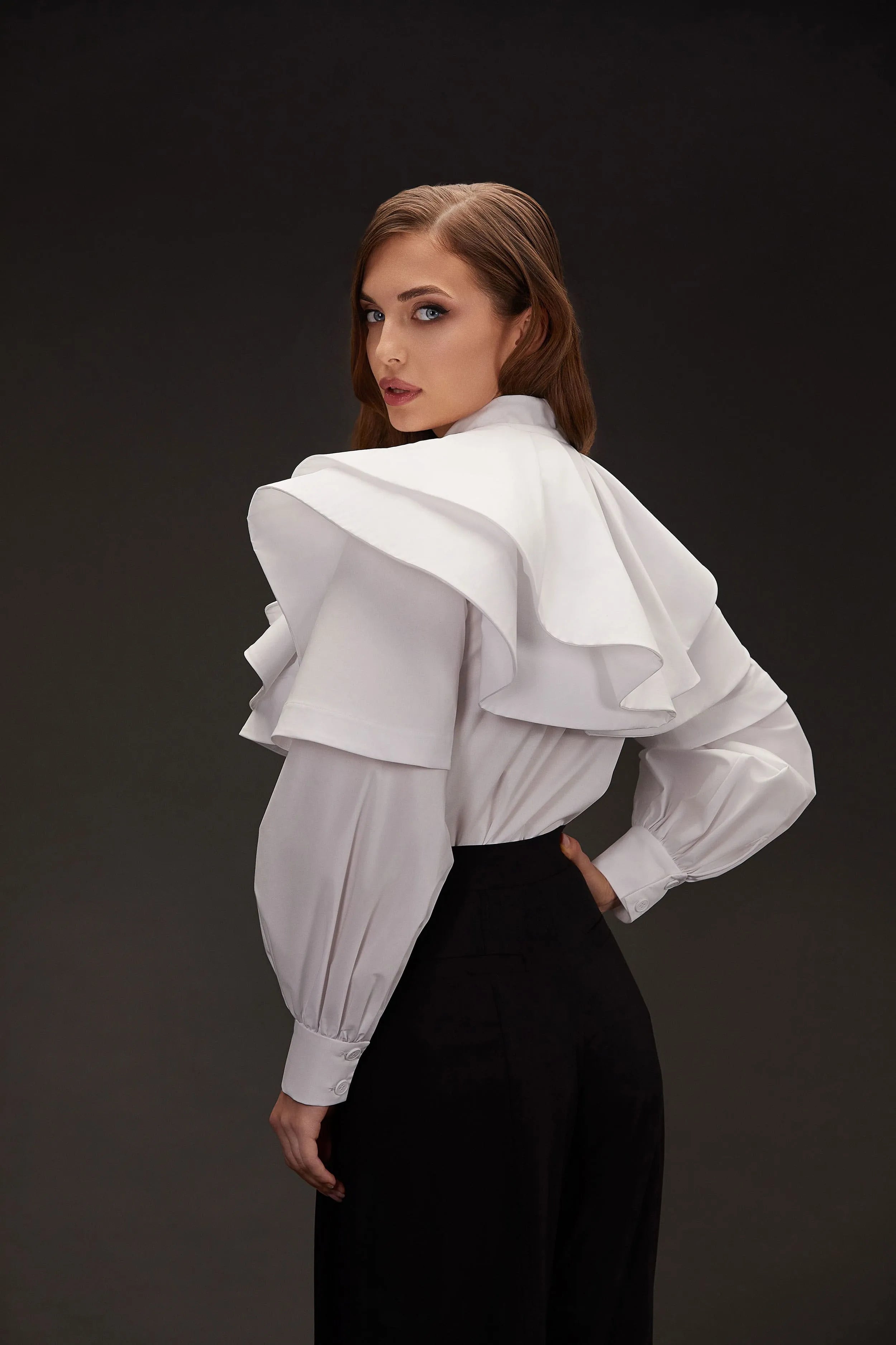 Ruffled collar shirt image