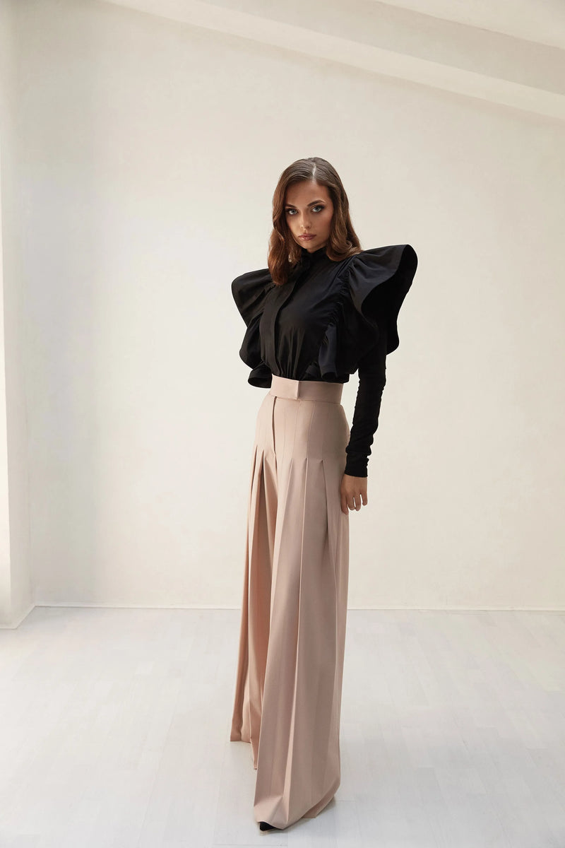 Pleated wide - leg pants