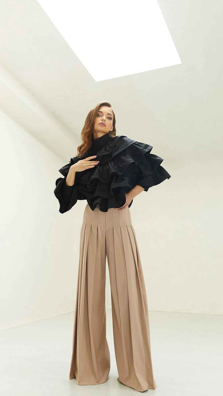 Pleated wide - leg pants