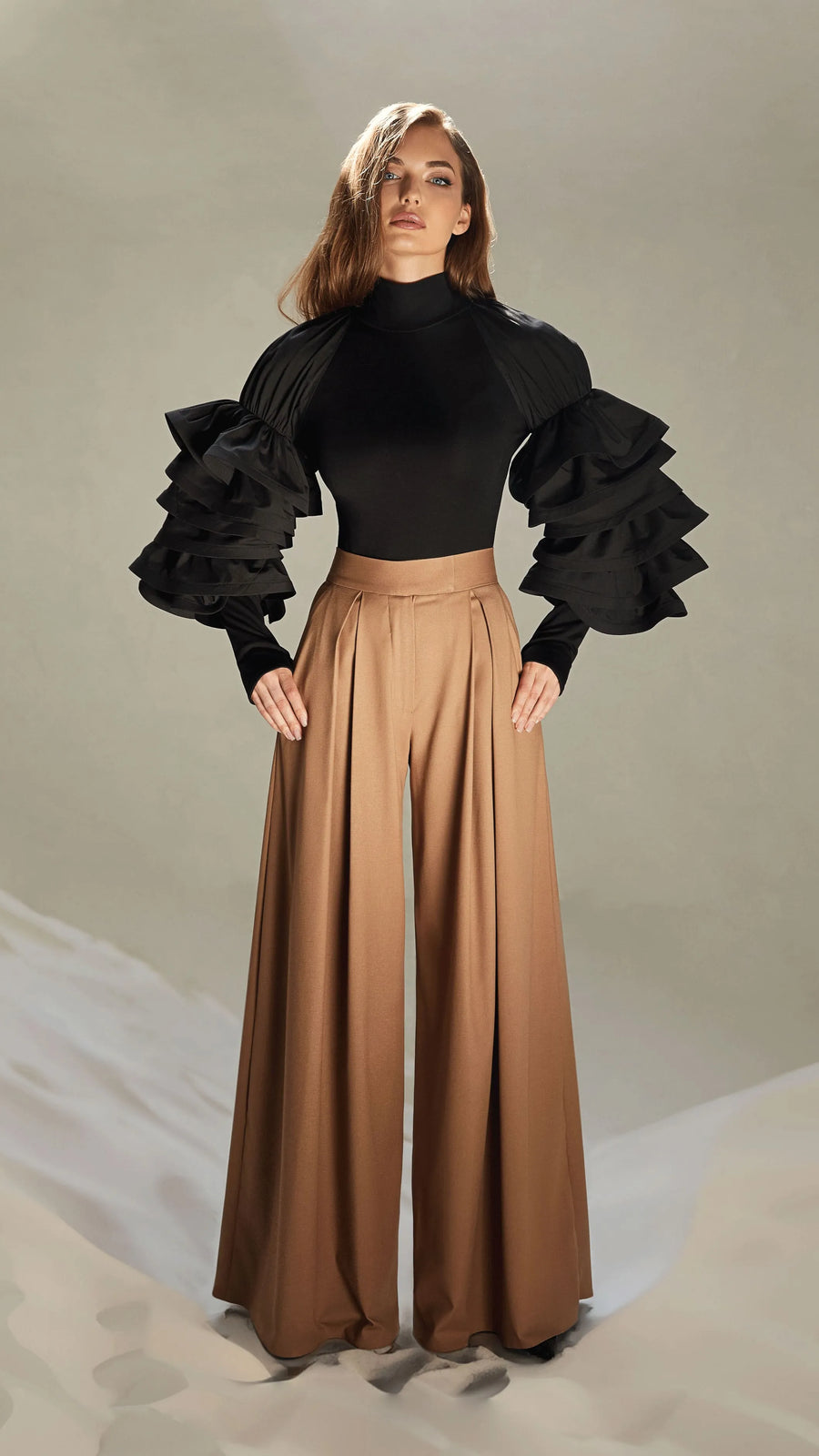 High waisted wide - leg pants image