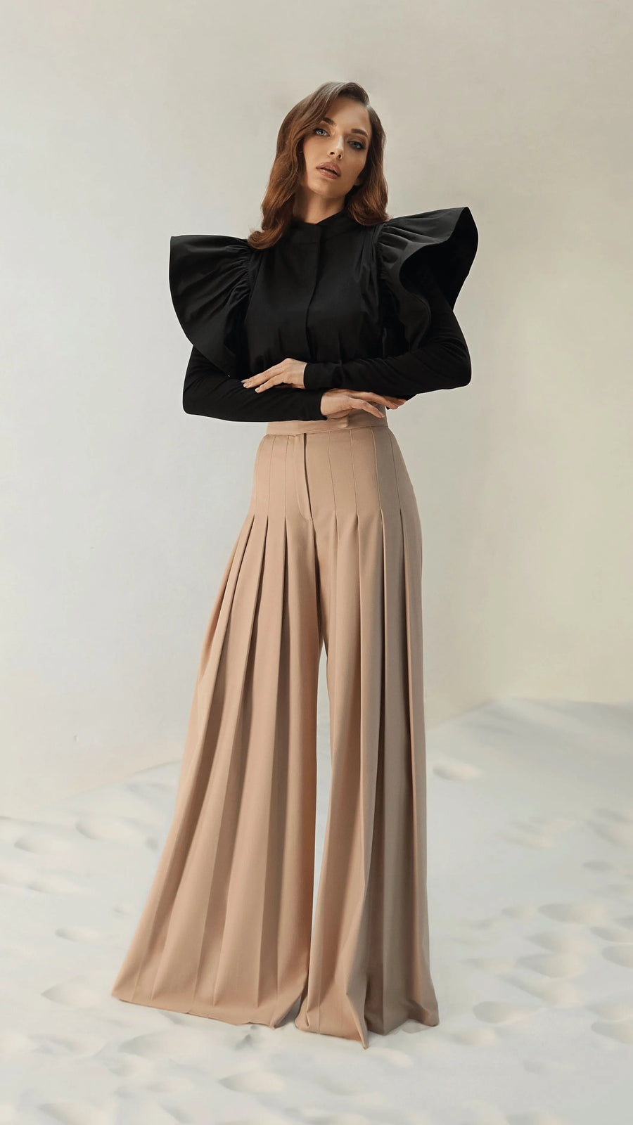 Pleated wide - leg pants image